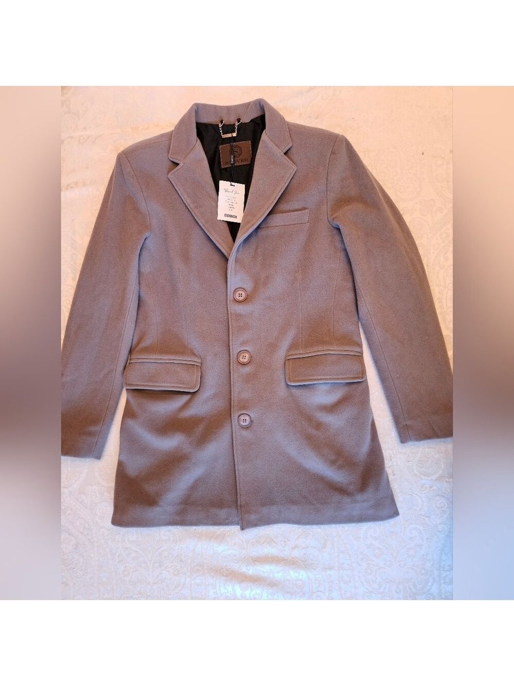 Men's Wool Coat Grey, Button Up, Warm, 80% Turkish Wool, Medium, Snover, NWT